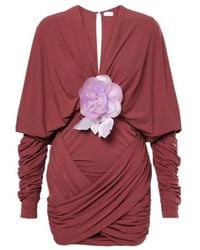 Magda Butrym - Draped Floral-Appliqué Jersey Minidress - Lyst