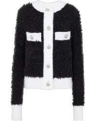 Balmain - Glitter Detailed Contrasted Trim Cardigan - Lyst