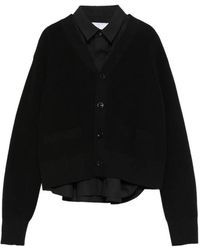 Sacai - Button-Front Striped Shirt Cardigan - Lyst