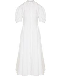 Gabriela Hearst - Puff-Sleeve Pleated Midi Dress - Lyst