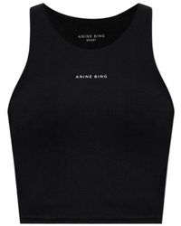 Anine Bing - Logo-Print Cropped Top - Lyst