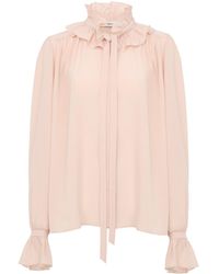 Chloé - Chloé Tie-Front Ruffled Blouse - Lyst