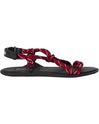 Miu Miu - Logo-Embossed Flat Sandals - Lyst