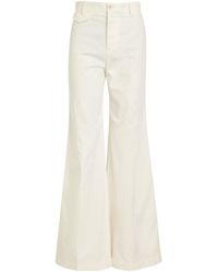 Chloé - Cotton High-Waisted Flared Trousers - Lyst