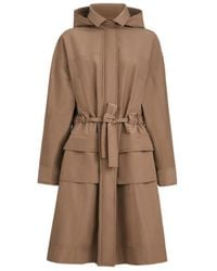 Brunello Cucinelli - Techno Cotton Taffeta Coat With Detachable Hood And Shiny Zipper Pull - Lyst