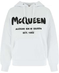 McQueen - Logo-Print Drawstring Hoodie - Lyst
