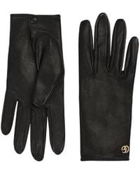 Gucci - Leather Gloves With Double G - Lyst