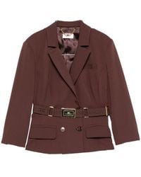 Elisabetta Franchi - Belted Double-Breasted Blazer - Lyst