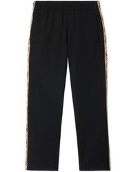 Burberry - Check Trim Straight-Leg Track Pants - Lyst
