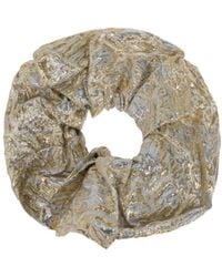 Ganni - Logo Patch Metallic Scrunchie - Lyst