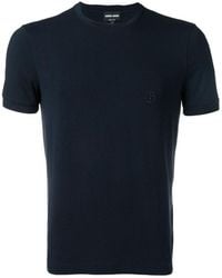 Giorgio Armani - Dark Logo Embroidered T-Shirt - Lyst