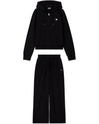 EA7 - Cotton Stretch Suit With Hood And Wide Pants Core Lady - Lyst