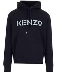 KENZO - Logo Print Hooded Sweatshirt - Lyst