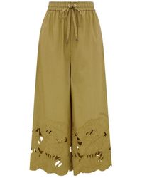 Zimmermann - Mahon Cut-Out Embroidered Trousers - Lyst