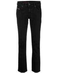 DIESEL - Logo Detailed Cropped Flared Jeans - Lyst