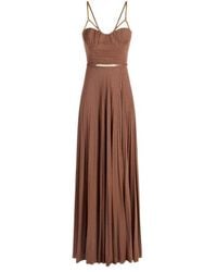 Elisabetta Franchi - Pleated Spaghetti Strap Maxi Dress - Lyst
