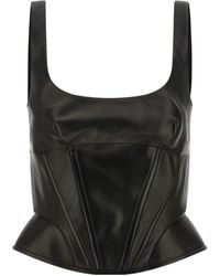 Ermanno Scervino - Peplos Square-Neck Leather Top - Lyst