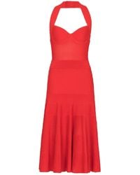 Balmain - Halterneck Pleated Knit Midi Dress - Lyst