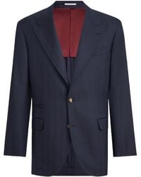 Brunello Cucinelli - Virgin Wool Chevron Tailor Blazer With Peak Lapels - Lyst