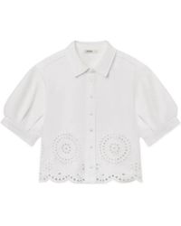 FRAME - Broderie Hem Cropped Shirt Tops - Lyst