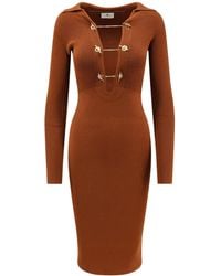 Elisabetta Franchi - Lace-Up Knitted Midi Dress - Lyst