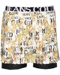 Versace Jeans Couture - Logo-Waistband Pleated Shorts - Lyst