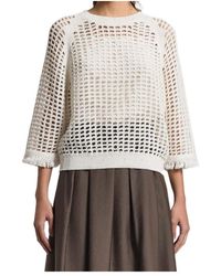 Peserico - Open-Knit Fringed Knitted Jumper - Lyst