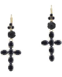 Dolce & Gabbana - 18Kt Devotion Cross Sapphire And Jade Earrings - Lyst
