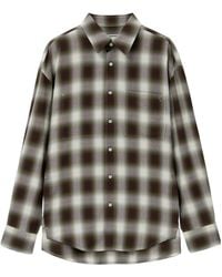 WOOYOUNGMI - Shirt With Gradient Plaid And Back Logo - Lyst