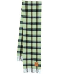 Ganni - Logo Patch Checked Fringed Scarf - Lyst
