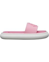 Moncler - Debossed-Logo Leather Slides - Lyst