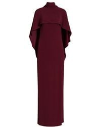Alberta Ferretti - Long Dress With Cape Detail And Back Bow - Lyst