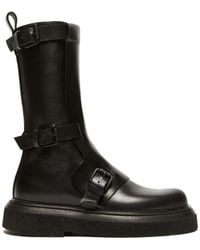 Max Mara - Buckled Detailed Round Toe Boots - Lyst
