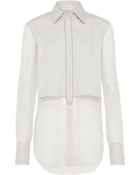 Brunello Cucinelli - Embellished Long-Sleeved Poplin Shirt - Lyst