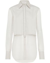 Brunello Cucinelli - Embellished Long-Sleeved Poplin Shirt - Lyst