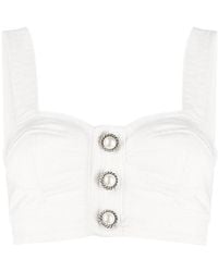 Alessandra Rich - Pearl-Button Crop Top - Lyst