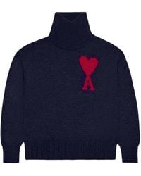 Ami Paris - Ami De Coeur Logo Intarsia Knitted Jumper - Lyst