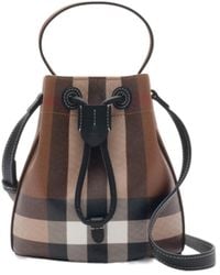 Burberry - Mini Tb Checked Bucket Bag - Lyst