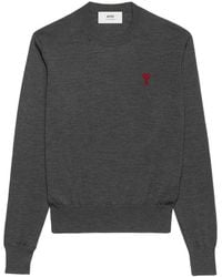 Ami Paris - Ami De Coeur Logo Embroidered Crewneck Jumper - Lyst