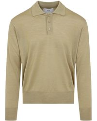 Ami Paris - Ami Fine-Knit Long Sleeved Polo Shirt - Lyst
