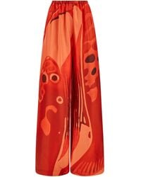 Ferragamo - Silk Palazzo Trouser - Lyst