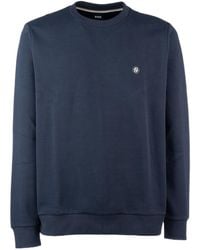 BOSS - Boss Logo Plaque Crewneck Sweatshirt - Lyst