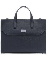 Emporio Armani - Logo-Plaque Leather Briefcase Bag - Lyst