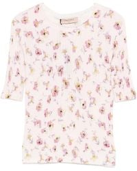 Twinset - Floral-Print Ribbed T-Shirt - Lyst