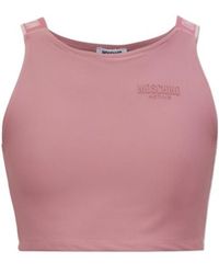 Moschino - Logo Rubberised Cropped Top - Lyst
