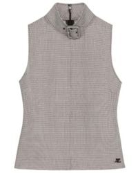 Courreges - Courrèges Buckle Houndstooth-Pattern Sleeveless Top - Lyst