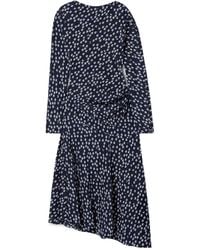 Proenza Schouler - Alina Draped Floral-Print Crepe Midi Dress - Lyst