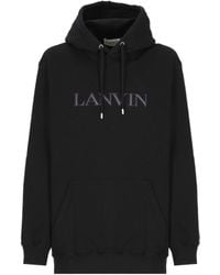 Lanvin - Logo Embroidered Drawstring Hoodie - Lyst