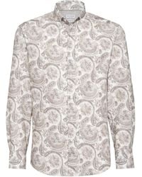 Brunello Cucinelli - Paisley Printed Long Sleeved Shirt - Lyst