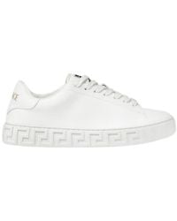Versace - Greca-Embossed Lace-Up Sneakers - Lyst